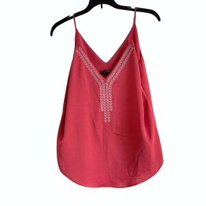 NWT Express Mauve Pink Lined Camisole Top with White Embroidered Stitching